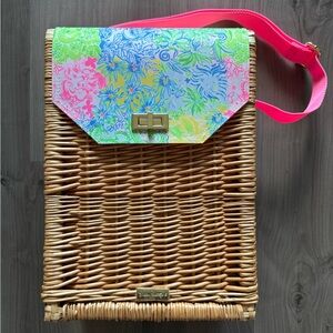 Lily Pulitzer Cheek to Cheek Wicker Wine Basket